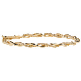 9K Yellow Gold Faceted Twist Bangle