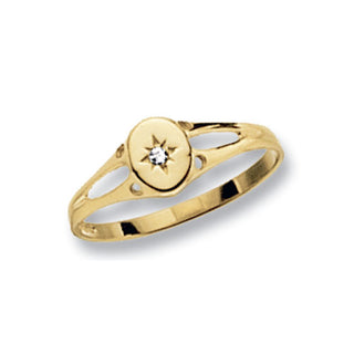 9ct Yellow Gold Signet Star Set Ring
