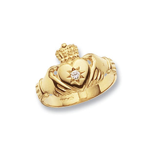 9K Yellow Gold Men's CZ Claddah Ring