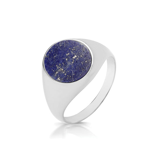 Sterling Silver Oval Lapis Lazuli Signet Ring
