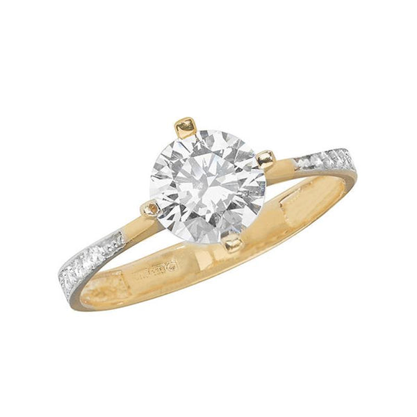 9K Yellow Gold CZ Ladies Ring