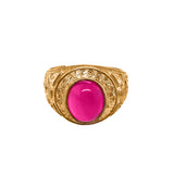 9K Yellow Gold Red Oval Dress Ring