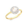9K Yellow Gold Pearl & CZ Ring