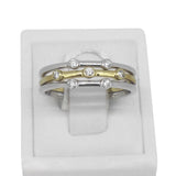 set of three 9 carat bezel set diamond rings