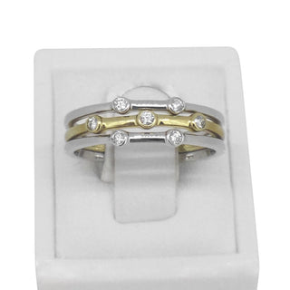 set of three 9 carat bezel set diamond rings