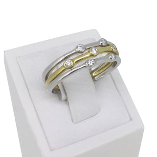 set of three 9 carat bezel set diamond rings