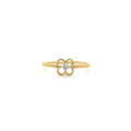 18K Yellow Gold 0.07ct Diamond Open Flower Ring