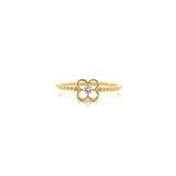 18K Yellow Gold 0.07ct Diamond Open Flower Ring