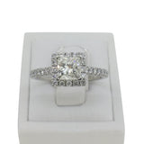 platinum cluster ring with classic polished tapered shoulder