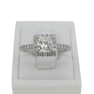 platinum cluster ring with classic polished tapered shoulder