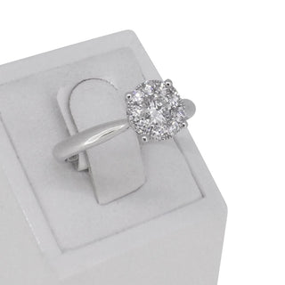 platinum cluster ring with classic polished tapered shoulder