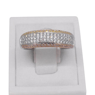 18 carat 3 colour diamond encrusted cocktail Ring