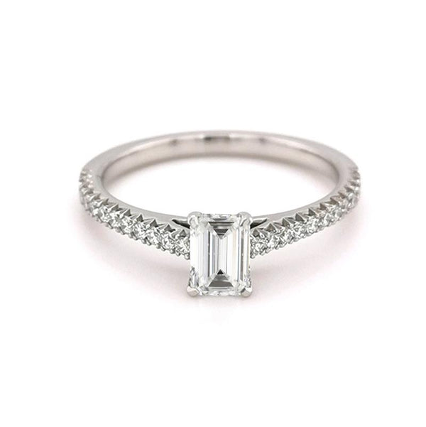 Platinum 0.74ct Emerald Diamond Solitaire ring