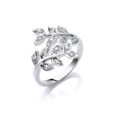 9K White Gold 0.25ct Diamond Leaf Ring