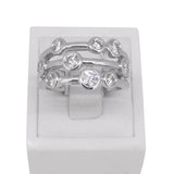 Elegant 18ct Heavy white gold 3 row bubble ring