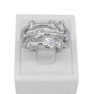 Elegant 18ct Heavy white gold 3 row bubble ring