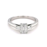 Platinum 0.66ct Emerald & Baguette Diamond Ring