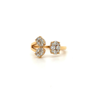 18K Rose Gold 0.56ct Diamond Triple Cluster Ring