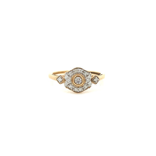 9K Yellow Gold 0.15ct Diamond Vintage Style Ring