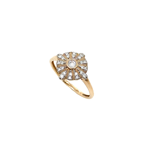 9K Yellow Gold 0.15ct Diamond Vintage Style Ring
