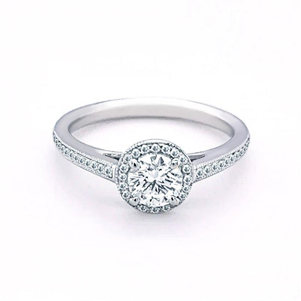 Platinum Round Brilliant Cut Diamond 0.66ct Halo Ring