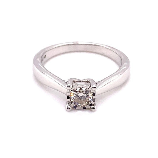 9ct White Gold 0.33ct Diamond Illusion Set Engagement Ring