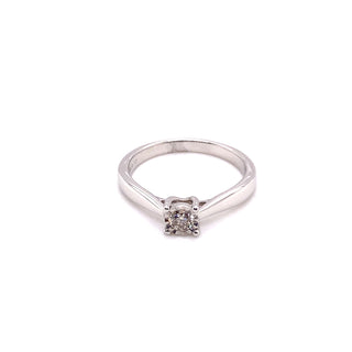 9ct White Gold 0.17ct Diamond Ilusion Set Engagement Ring