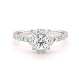 18K White Gold Round Brilliant Cut 0.77ct Diamond Halo Ring