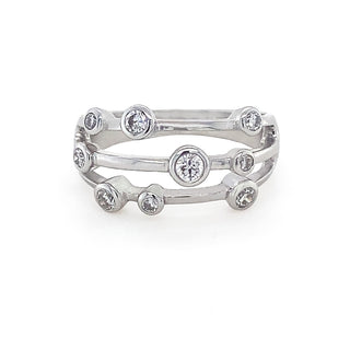 18K White Gold Diamond Bubble Dress Ring