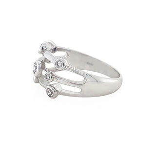 18K White Gold Diamond Bubble Dress Ring