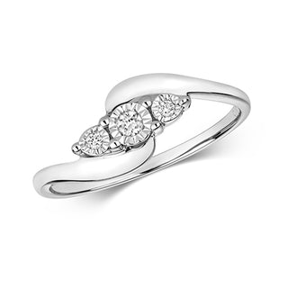9ct White Gold 0.05ct Illusion Set 3 Stone Ring