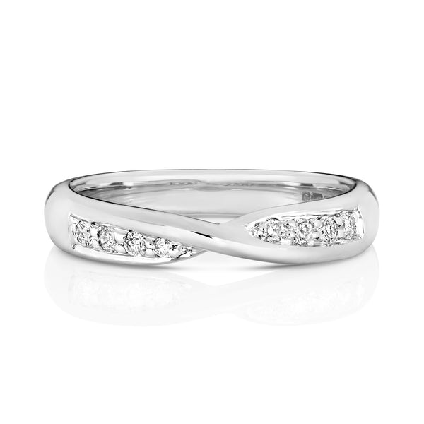 Platinum 0.14ct Diamond Crossover Twist Eternity Ring