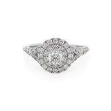 9K White Gold Round Halo Diamond Ring