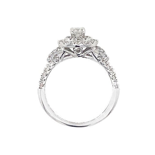 9K White Gold Round Halo Diamond Ring