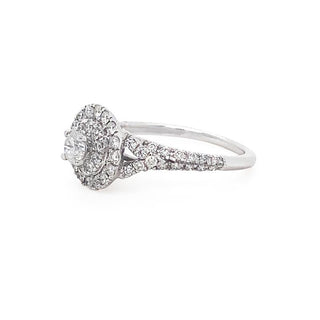 9K White Gold Round Halo Diamond Ring