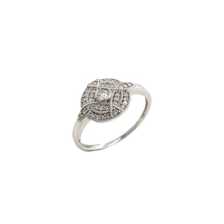9K White Gold 0.20ct Diamond Vintage Style Cluster Ring
