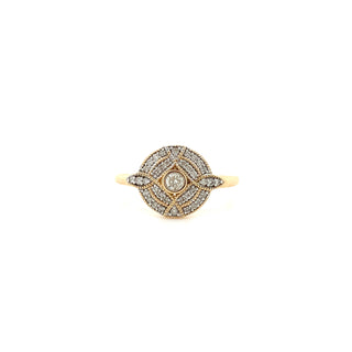 9K Yellow Gold 0.20ct Diamond Vintage Style Cluster Ring
