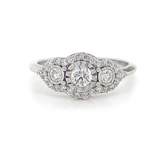 9K White Gold Diamond Trilogy Ring