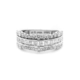 18K White Gold Triple Row Diamond Ring