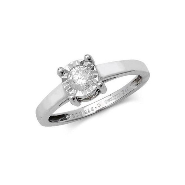 9K White Gold 0.27ct Illusion Set Diamond Solitaire Ring