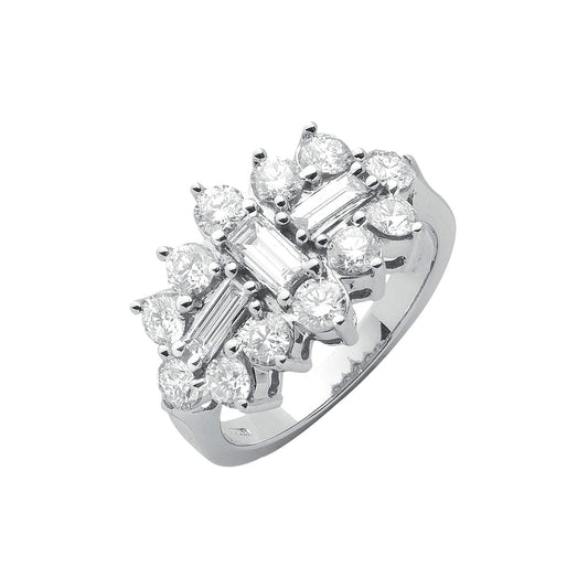 18K White Gold 2.00cts Diamond Cluster Ring