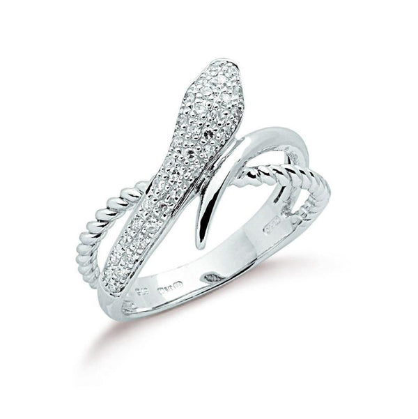 9K White Gold 0.15ct Diamond Snake Ring