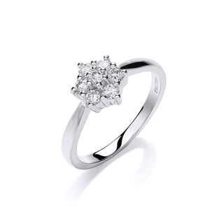9K White Gold 0.33ct Diamond Cluster Ring