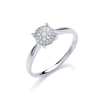 9K White Gold 0.15ct Diamond Cluster Ring