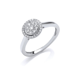 9K White Gold 0.25ct Diamond Halo Cluster Ring