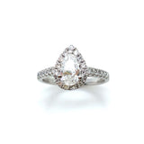 Platinum 0.60ct Pear Brilliant Cut Diamond Halo Ring