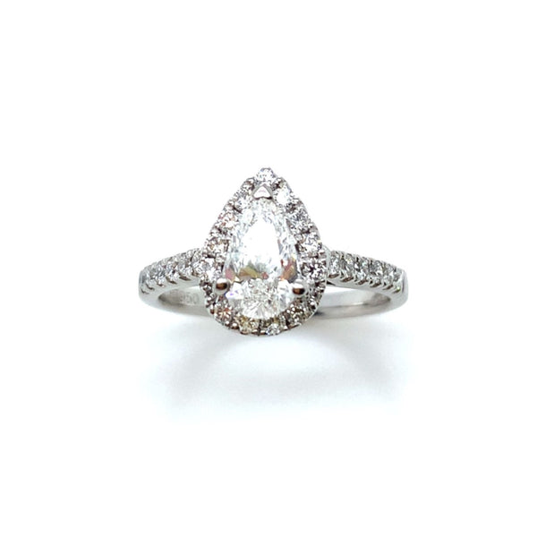 Platinum 0.60ct Pear Brilliant Cut Diamond Halo Ring