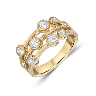 18K Yellow Gold 0.75ct Diamond Bubble Ring