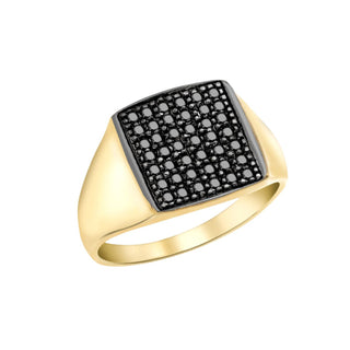 9K Yellow Gold 0.40ct Pave Set Black Diamond Men’s Ring