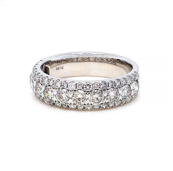 18K White Gold 1.52ct Diamond Three Row Ring